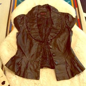 Faux leather short sleeve jacket